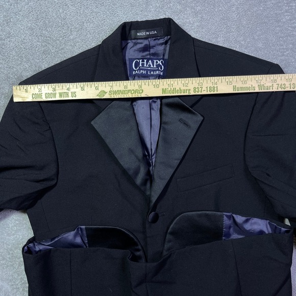 Chaps Ralph Lauren Men's Black Wool Formal Tuxedo Blazer Coat Made in USA Career - Picture 8 of 16